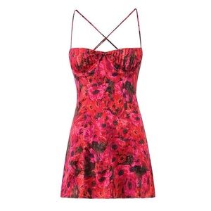 Micas Floral Print Cross Strap Mini Dress (fits like small)